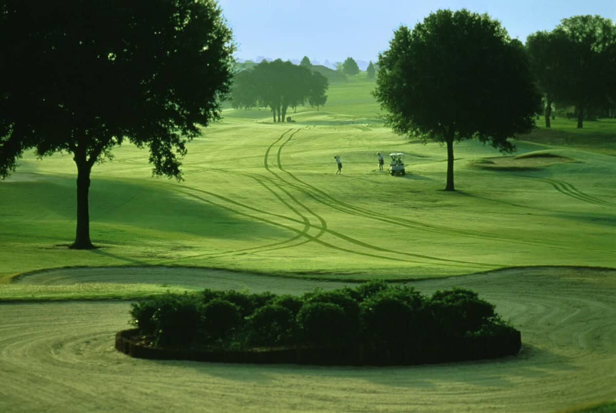Manicured fairway and bunker on the Skyview golf course at the Citrus Hills Golf & Country Club.